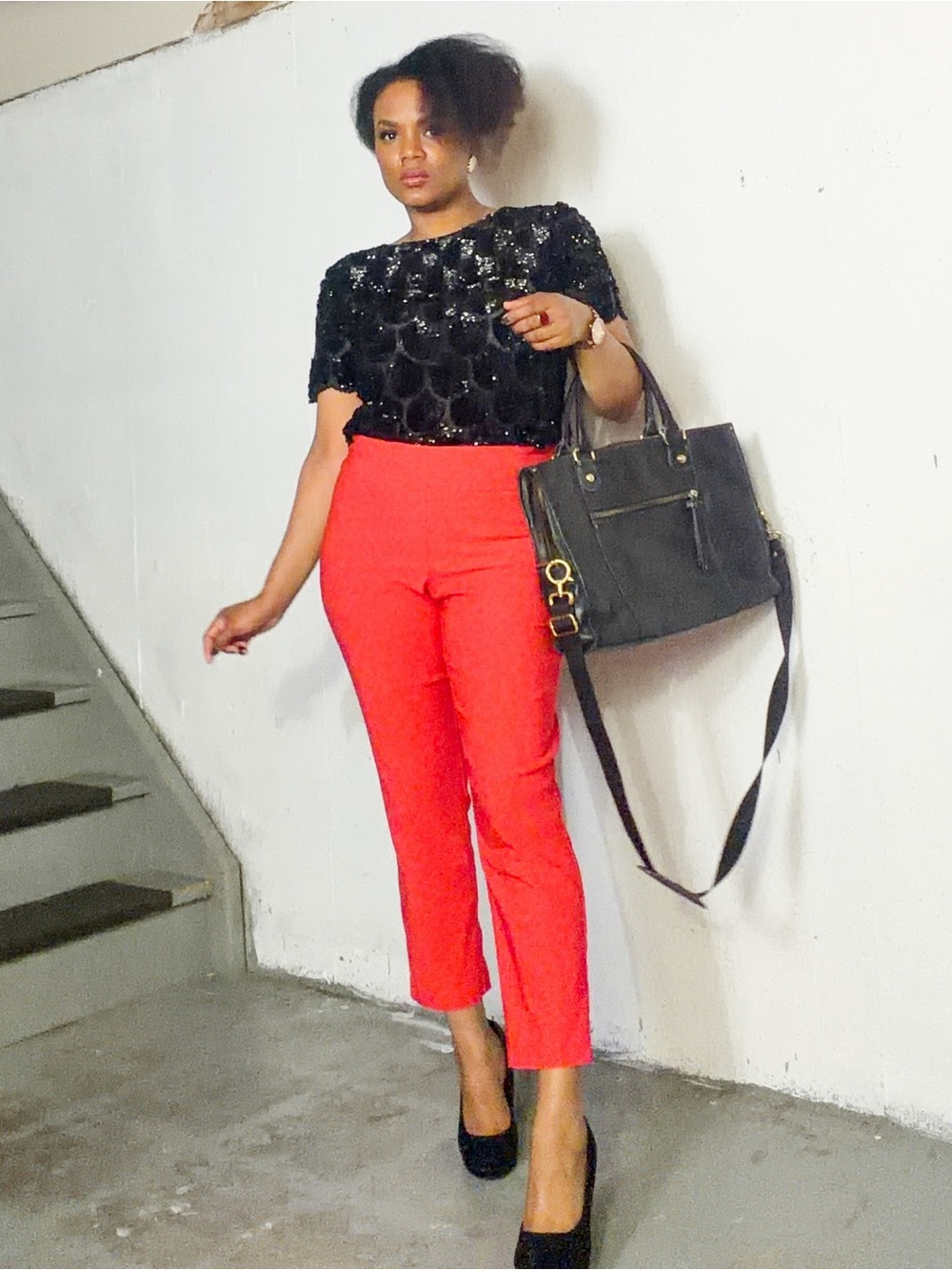 Vintage Red Cropped High-Rise Pants, 14 fits 12/14 - Picture 3 of 4
